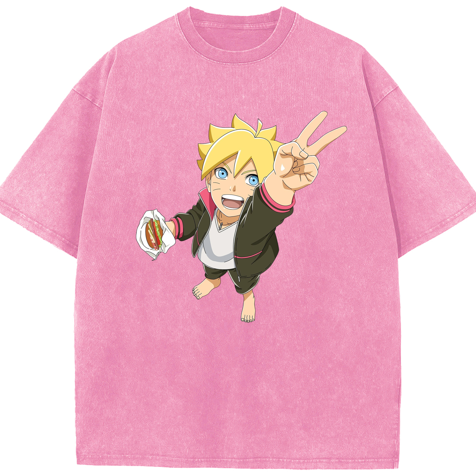 （画像用） NARUTO -ナルト- うずまき ボルト Uzumaki Boruto 綿100% ヴィンテージ風 半袖Tシャツ（フロントプリント）